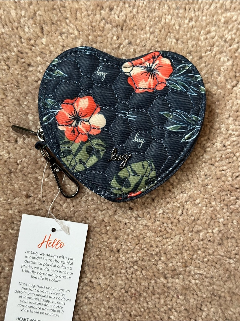 Lug Navy Heart Coin Pouch with Aloha Navy Print